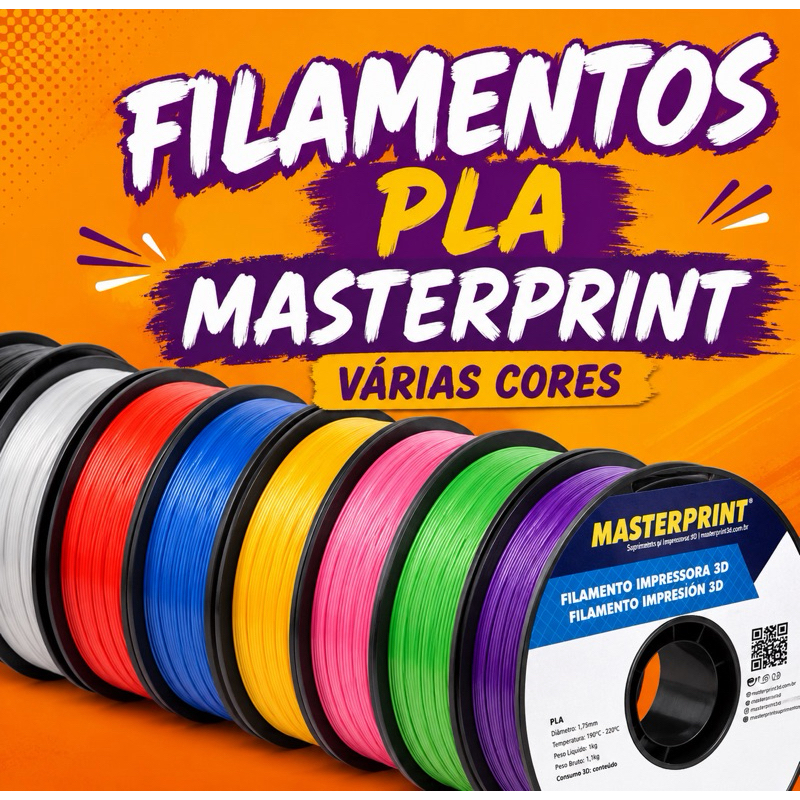 Filamento PLA MasterPrint Premium 1Kg 1.75mm Alta Precisão | Impressora ...