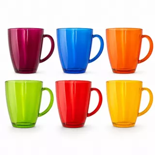 Kit 6 Canecas De Vidro 350ml Para Chá e Café Jogo De Xícaras Grande Verona Luxo