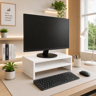 Suporte Monitor 45x15cm 50x10cm Ergonômico Escritório Gamer Apoio MDF
