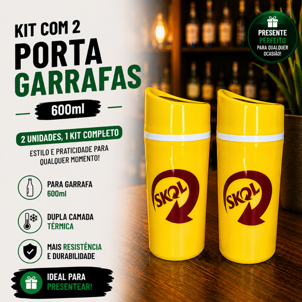 Kit 2 Porta Garrafa 600ml Suporte Cerveja Termico Camisinha Isopor