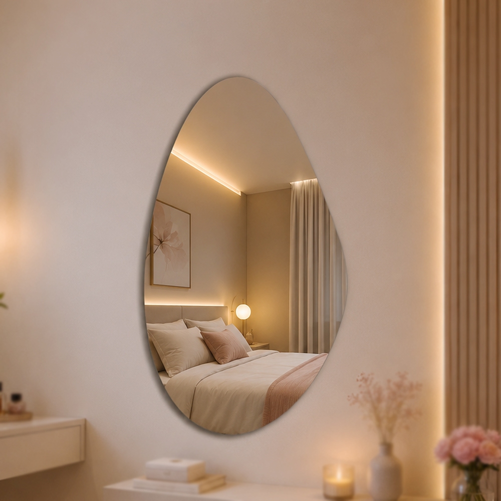 Espelho Orgânico Grande Decorativo Abstrato Super Luxo para Banheiro e Sala
