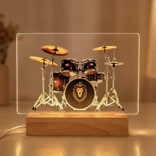 Luminária Personalizada Com Nome A Sua Escolha Para Músico Baterista Bateria Abajur Decoração Infantil Musical Banda