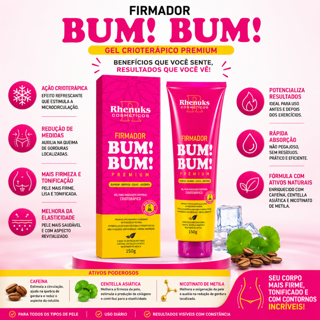 Gel firmador corporal Rhenuks Bum Bum Premium 150g Crioterápico