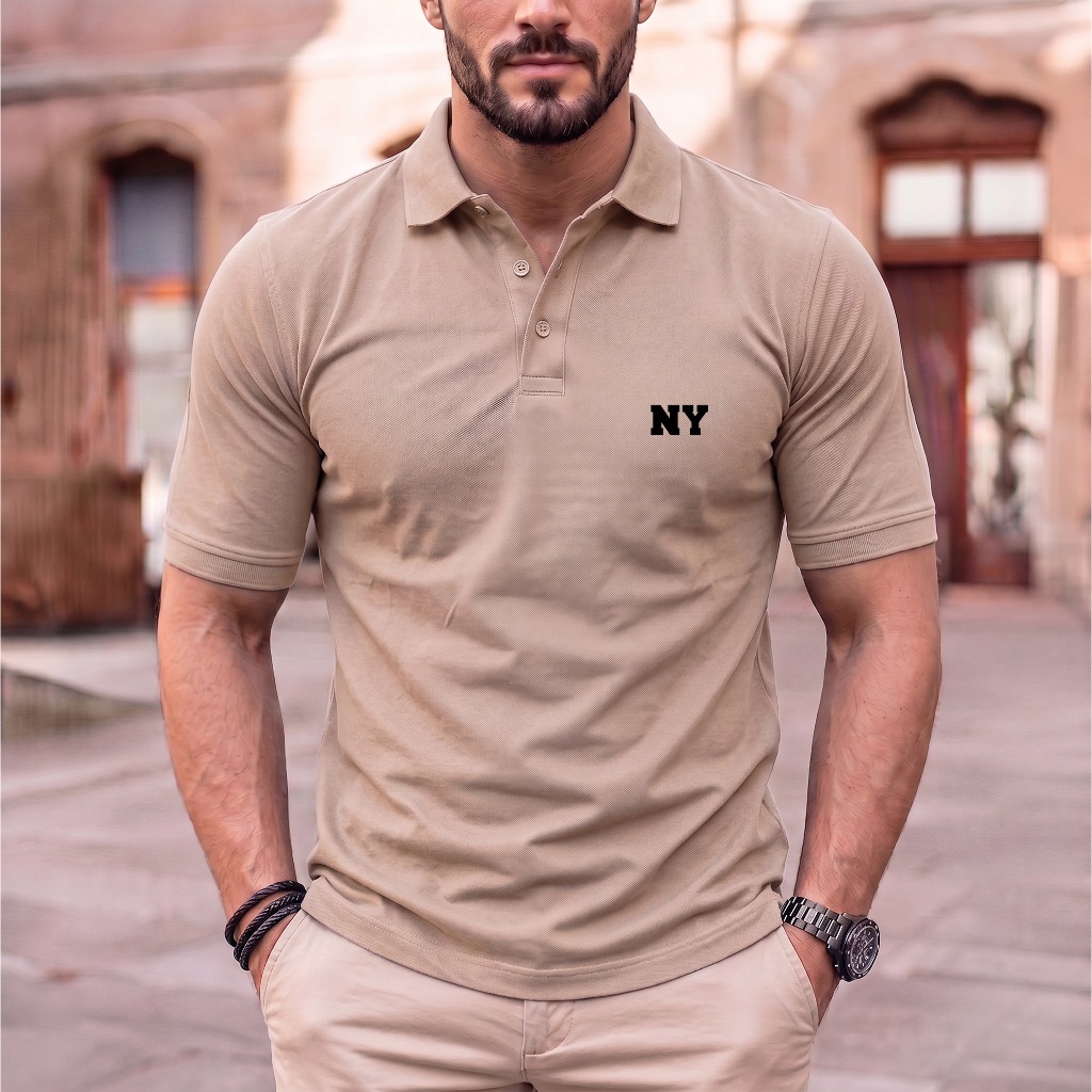 Camiseta Masculina Polo Letter NY ( New York ) Street Estilo e Conforto Plus Size