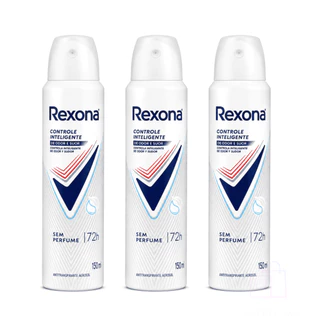 Kit 03un Desodorante Antitranspirante Aerosol Feminino Rexona Controle Inteligente sem perfume 150ml