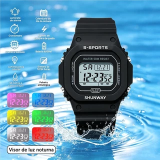 Relógio Pulso Eletrônico Digital Masculinos À Prova D Água Led Original Luminoso Esportivo Para Homens Shock