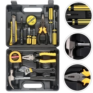 Kit Ferramenta 12 Peças + Maleta Alicate Trena Martelo Multifuncional Pronta Entrega