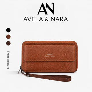 Carteira Longa Com Zíper Dupla Camada Embreagem Multi‑Cartão Grande Capacidade PU Bolsa Para Celular Unissex