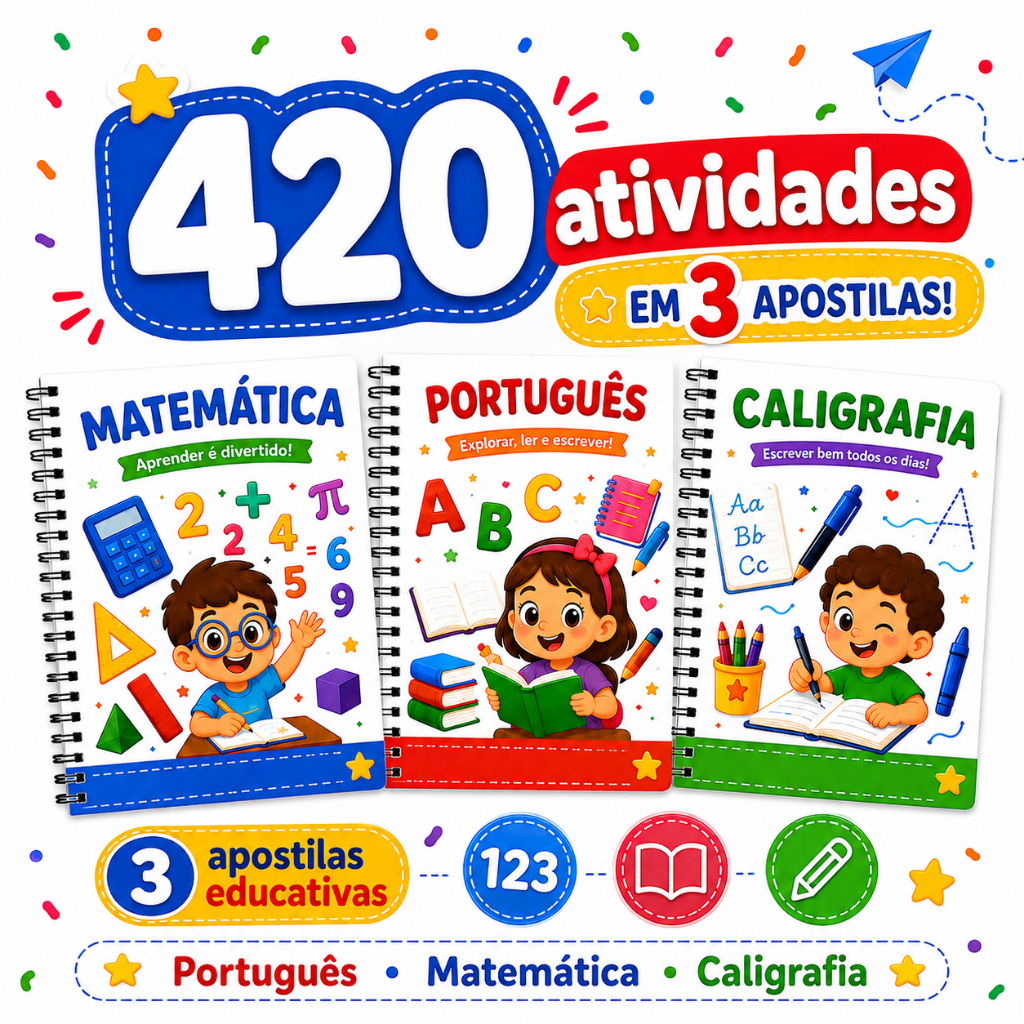 Kit 3 Cadernos de Alfabetização Infantil — 300 atividades
