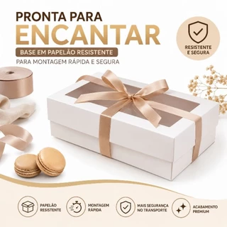 10 caixas retangular 27x12x6 visor para presentes resistente