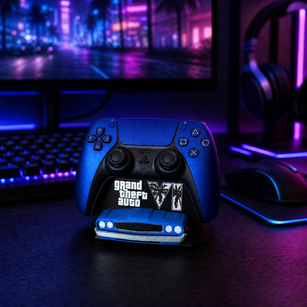 Suporte para Controle PS5 Decorativo Estilo GTA VI Vice City – Modelo Muscle Car