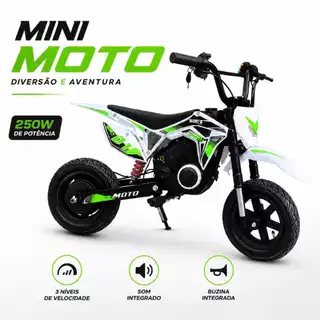 Mini Moto Motocross 250W Elétrica Infantil 3 Velocidades