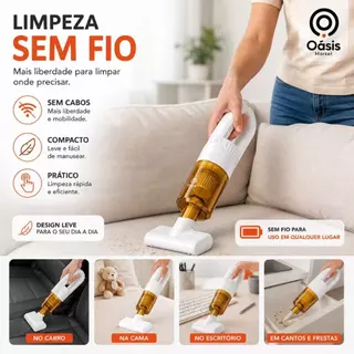 Mini Aspirador de Pó Portátil Sem Fio 3000Pa Recarregável para Sofá Carro Casa Oásis OIH-5710