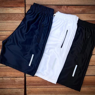Kit 03 Bermudas Shorts Masculino Básico Azul Marinho, Branco, Preto, Sem Logo Pronta Entrega!