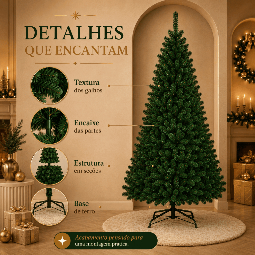 Imagem do produto Árvore De Natal Pinheiro 210cm 600 Galhos Cheia Premium Verde 2