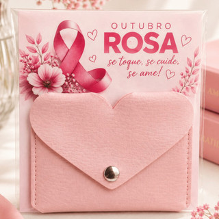 Kit 10 Porta Cartões Coração com Card | OUTUBRO ROSA | Mimos para ...