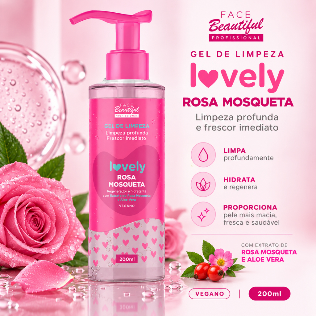 Gel de Limpeza Fácial Lovely Hidratante Face Beautiful 200ml