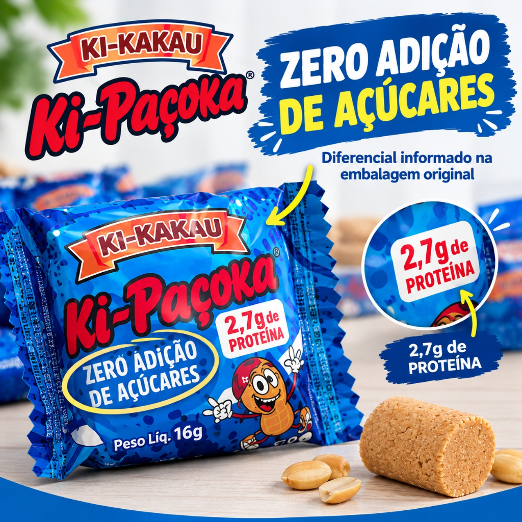 Paçoquinha Paçoca Rolha Zero Açúcar Doces Diet Ki-Kakau 24 Unidades ...
