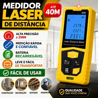Medidor de distância a laser de alta precisão de 40m m in ft ft+in Portátil