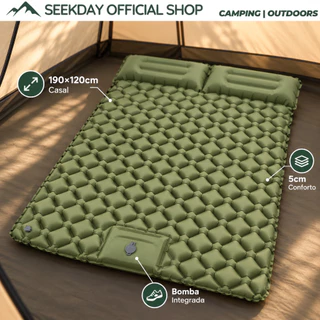 SEEKDAY Colchão Inflável Casal Camping 190x120x5cm com Bomba de Pé Embutida Colchonete Portátil TPU Impermeável