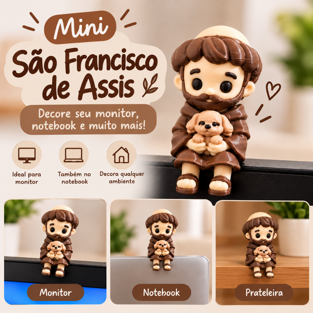 Mini São Francisco de Assis Sentado Protetor Animais 3D Para Monitor ...