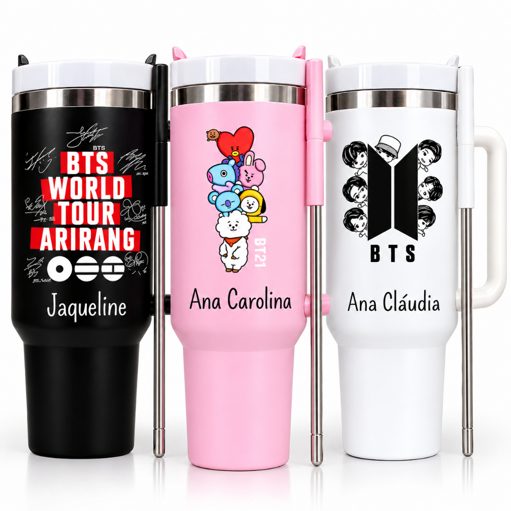 Copo Garrafa Térmico Inox 1.2L Personalizado Kpop Army/BTS - Presente ...