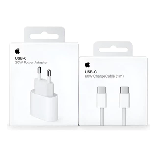 Kit Carregador iPhone Apple Original 20W Turbo USB-C Tipo-C 60W 1m Carga Rápida iPad AirPods Lacrado