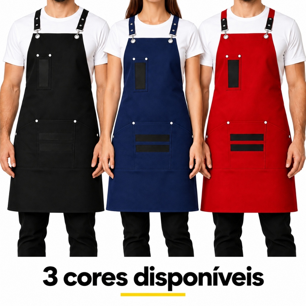 Avental Premium Impermeável Arckia 4 Bolsos para Cozinha Churrasco Barbearia Uniforme - 80cm x 67cm