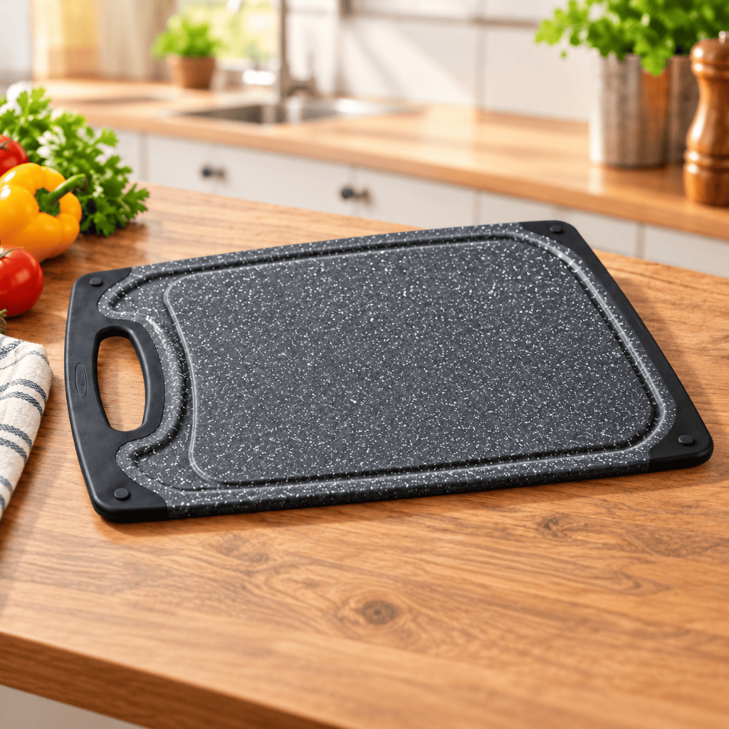Tábua de Corte Cozinha Antiderrapante Polipropileno Carne Legumes Churrasco Preta 30x20cm CHEF D
