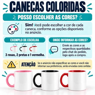 12 Canecas Interior & Alça Colorido Resinadas P/ Sublimação 325ml