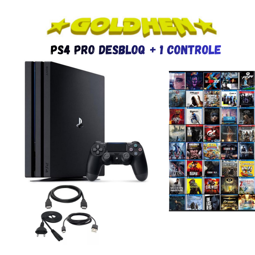 Console Ps4 Pro 4k HDR 1 TB Seminovo com um jogo à sua escolha