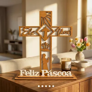 Enfeite Para Páscoa Ele Vive Feliz Páscoa Mdf Religioso em Oferta na Shopee