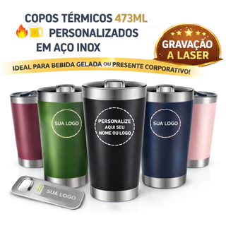 Copo Térmico 473ml Personalizado Inox | Personalize Como Quiser Presente Criativo