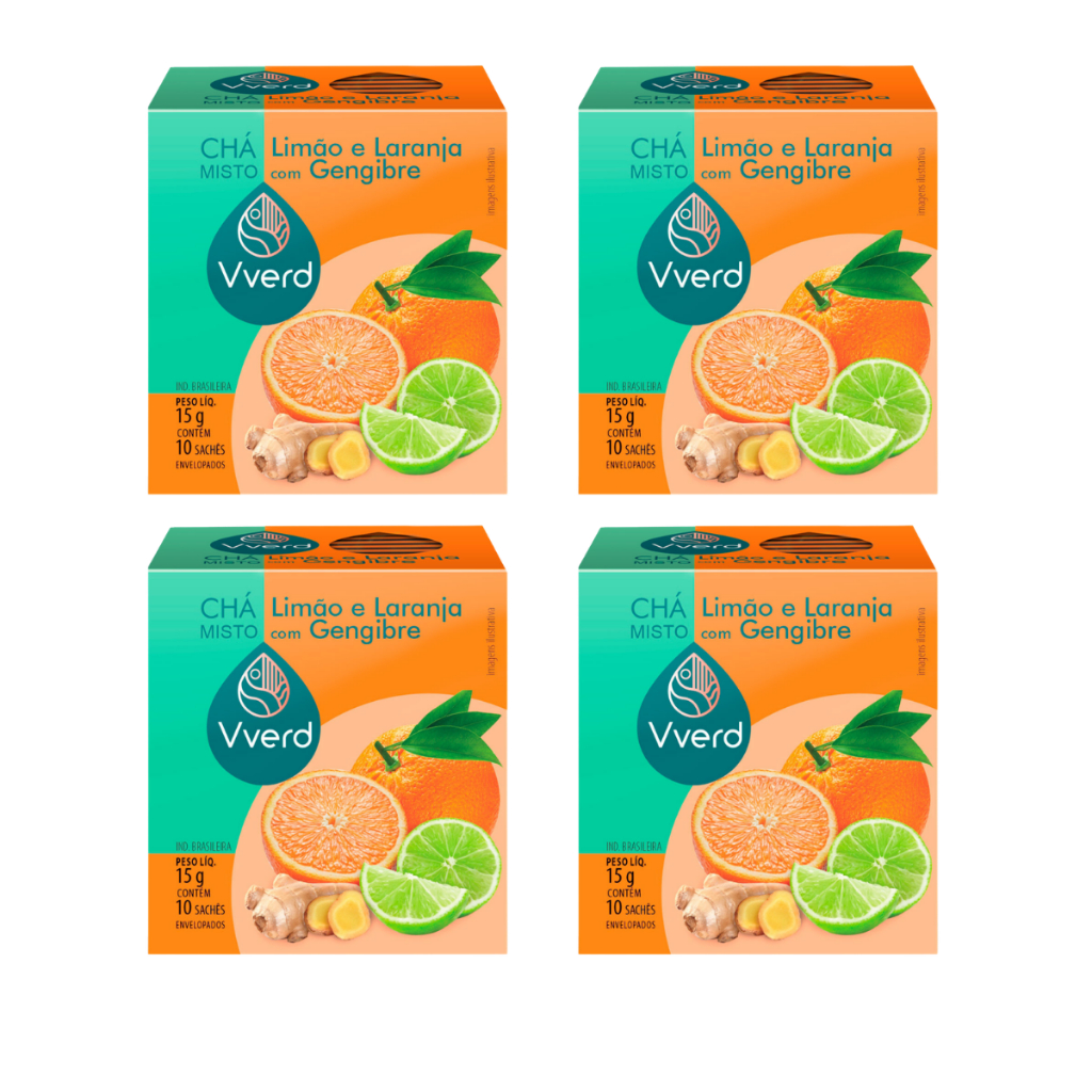 Kit 4 Chás Limão e Laranja com Gengibre | Shopee Brasil