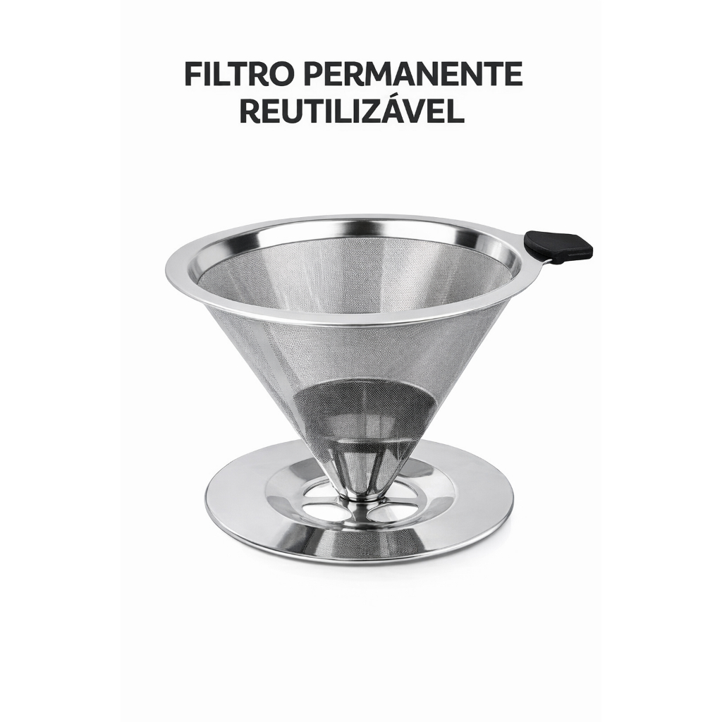 Coador Café Inox Permanente 102 Filtro Reutilizável Aço Inoxidável ...