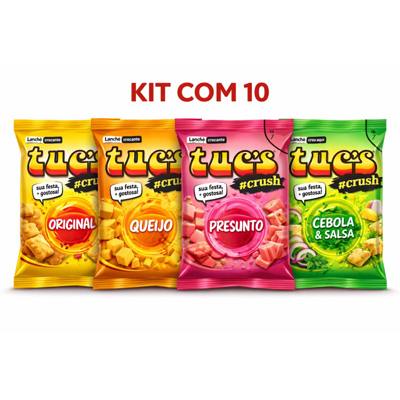 Kit 10 pacotes de Biscoito Salgado Lanche - Bolacha Sortida - Lanche ...