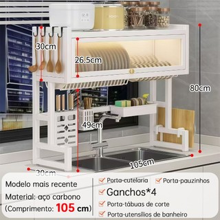 3 camadas/2 camadas Escorredor De Louça 65/85/105cm Cozinha Suspensa Pia Rack Organizador Estante poeira porta armário — foto 3 — Achou Levou Brasil