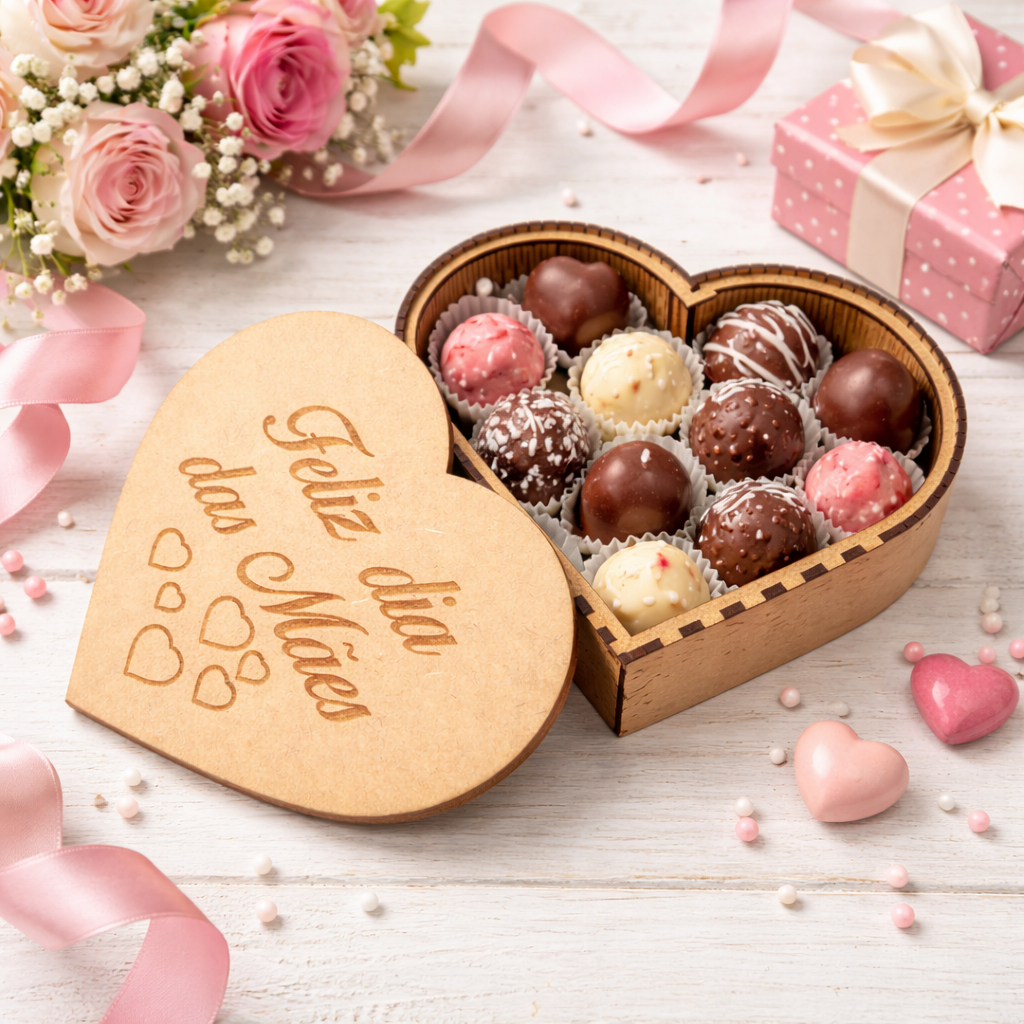 Caixa coração Presente de Dia das Mães Lembrancinha Feliz Dia das Mães Porta doces bombom em MDF em Oferta na Shopee