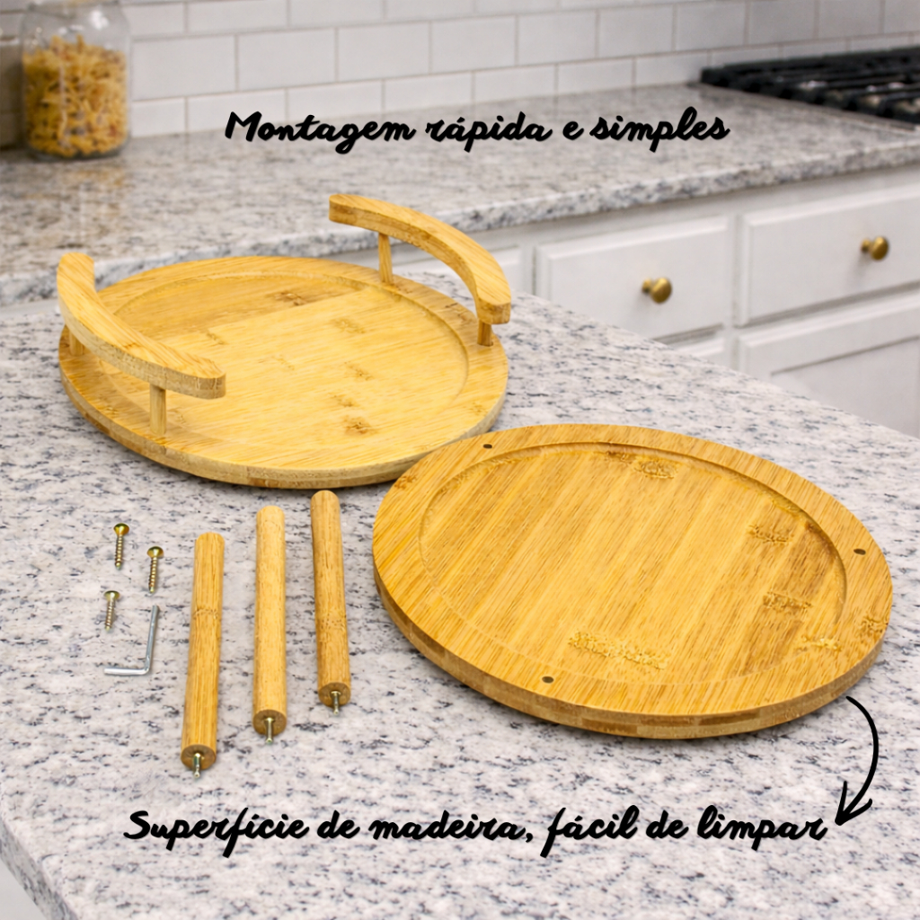 Prateleira Dupla De Bambu Porta Tempero Giratório | Shopee Brasil