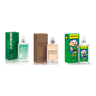 Kit 3 Perfumes Masculinos Jequiti 25ml Aire + Portiolli Gold + Cebolinha Original