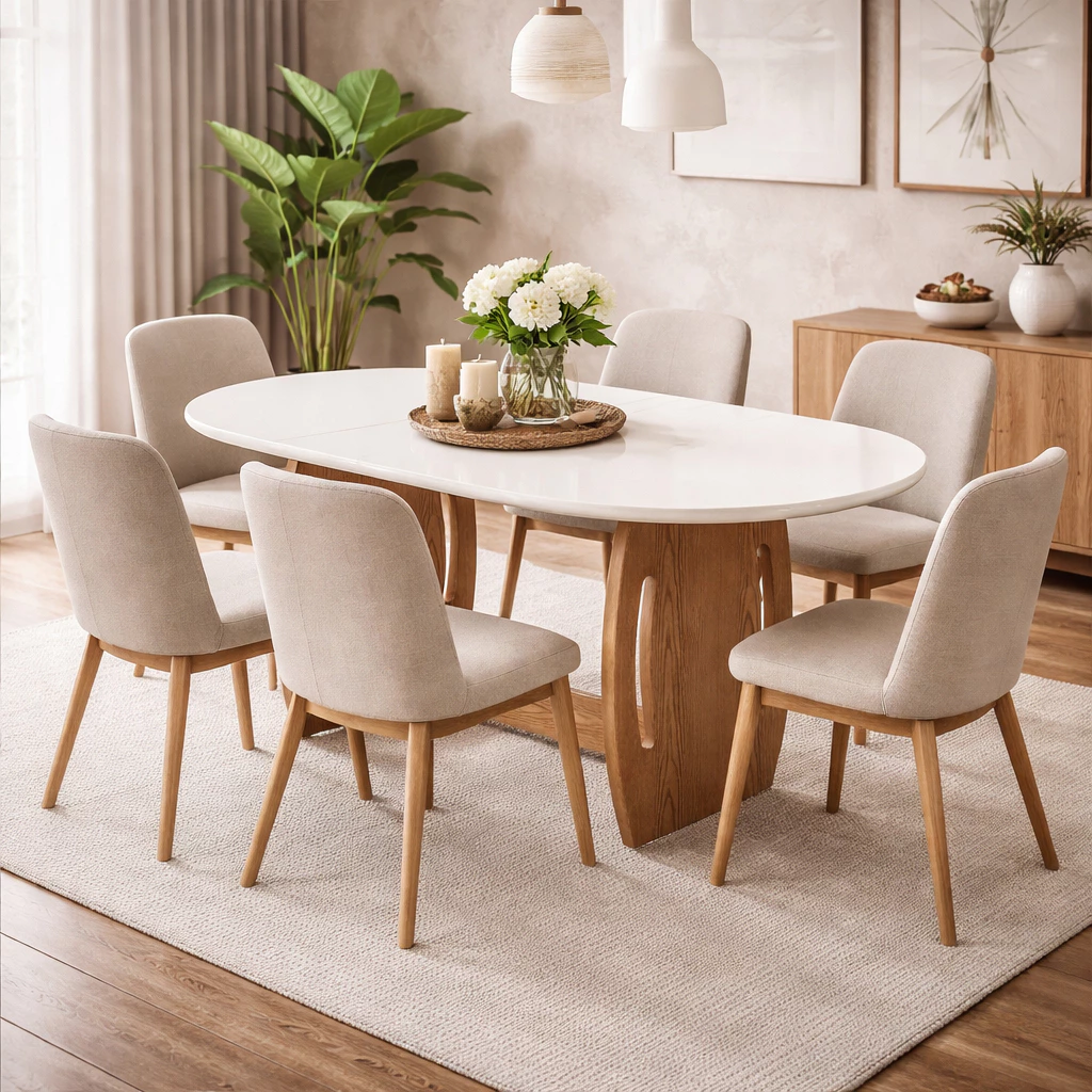 Mesa de Jantar 4 Lugares Oval 137x90cm com Encaixe Invisível