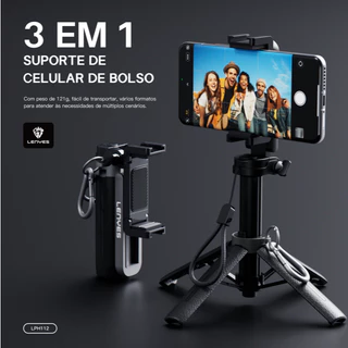LENYES Suporte Celular 3 em 1 121g Grip Tripé e Pau de Selfie Portátil com Sapata Fria