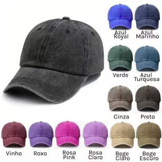 Boné Vintage Jeans Lavado Aba Curva Ajustável Unissex Casual Retro Algodão Estilo Dad Cap