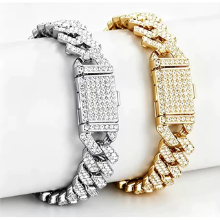 Pulseira ICE cravejada Hip Hop com zircônias brilhantes Alta qualidade