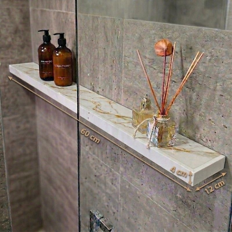 kit prateleira de porcelanato porta shampoo 60x12 cm envio full ...