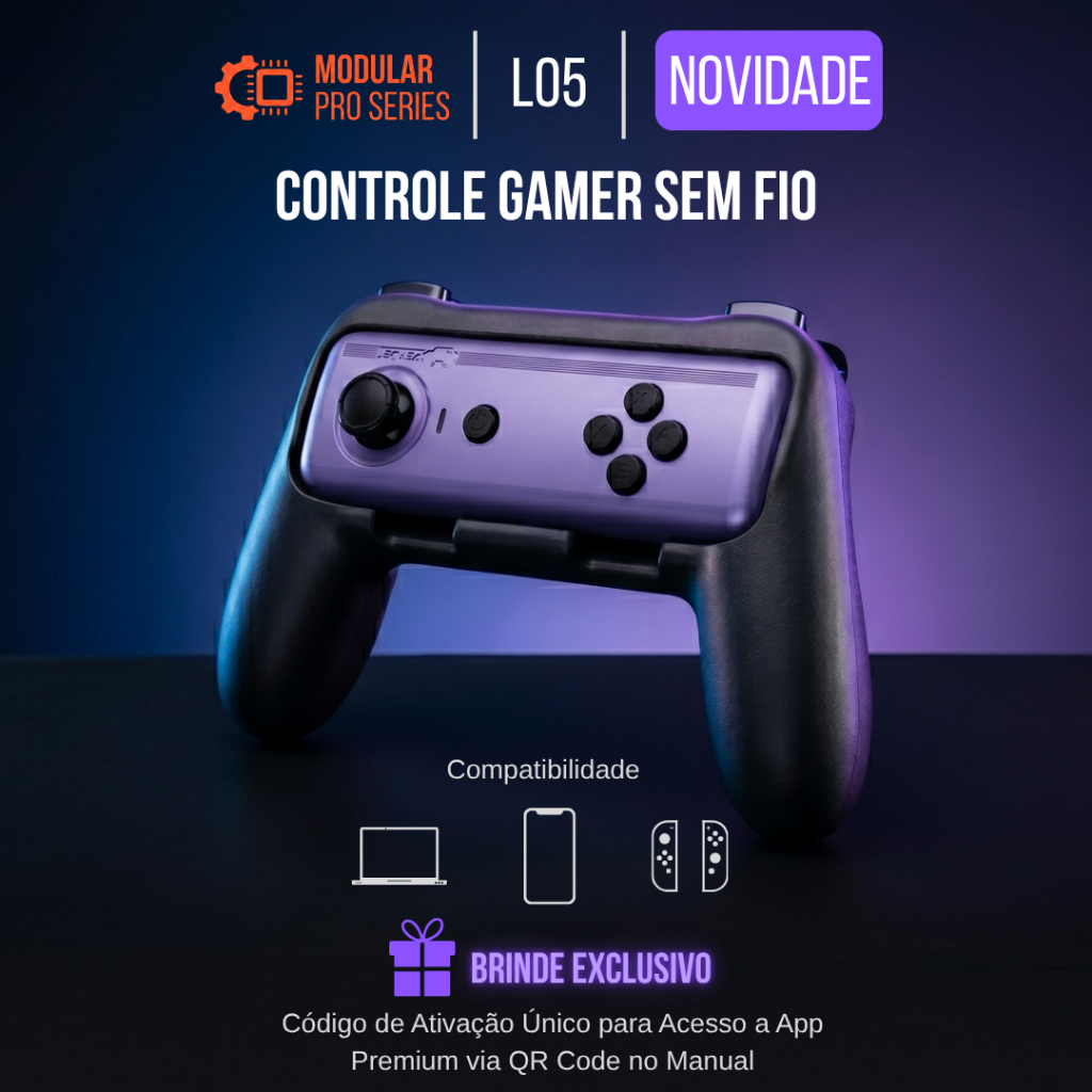 Controle Gamer Sem Fio LO5 Bluetooth Turbo Giroscópio Switch PC Android ...