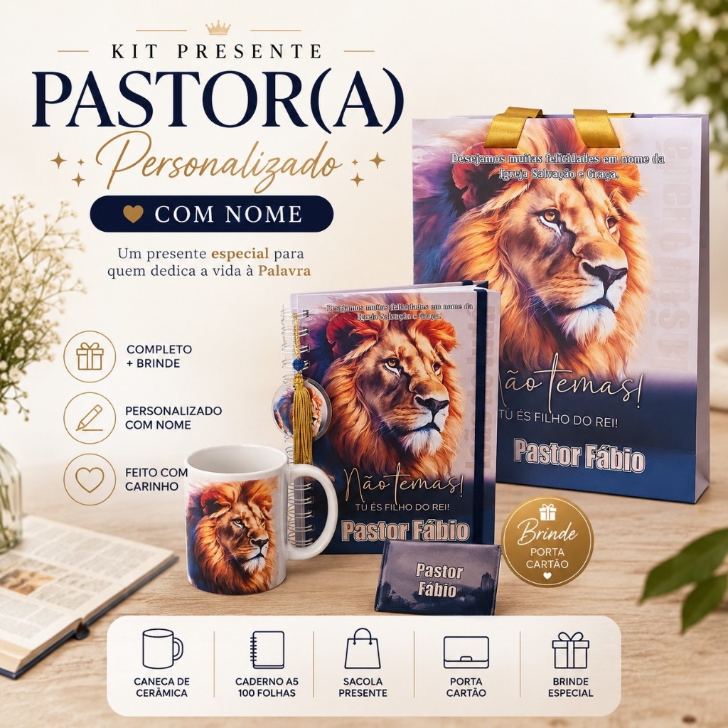 Kit Presente Pastor(a) Personalizado | Completo com Nome + Brinde ...