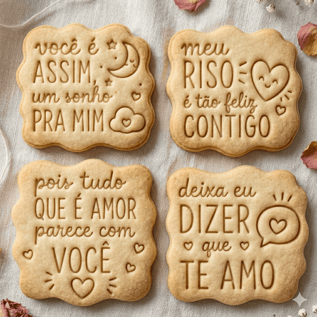 Carimbo Cortador de Biscoitos Dia dos Namorados Frases de Mú