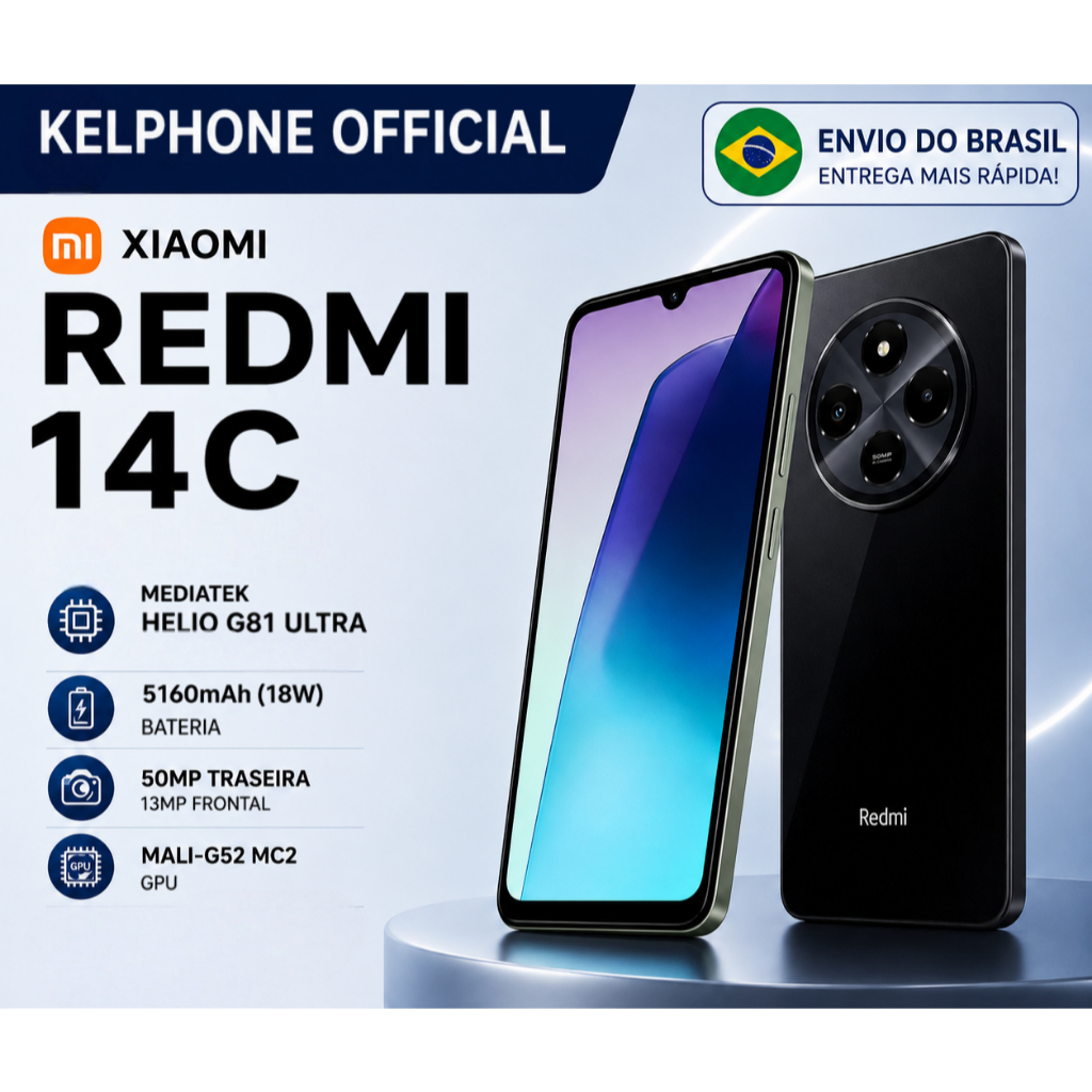 Smartphone Original Novo Xiaomi Redmi 14C Dual Sim Tela 6,88