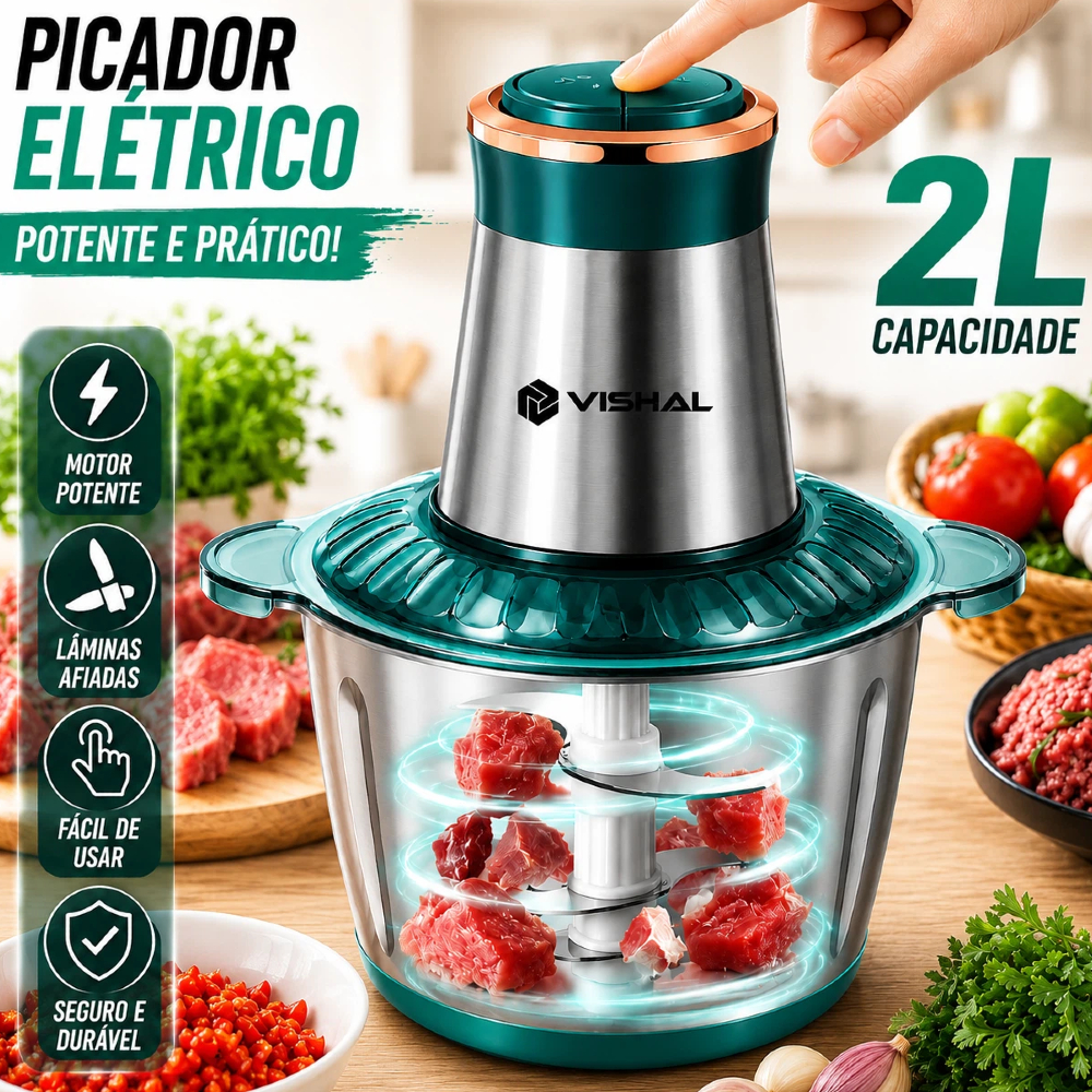 2/3 Litro Triturador De Alimentos Carne e Legumes Elétrico M